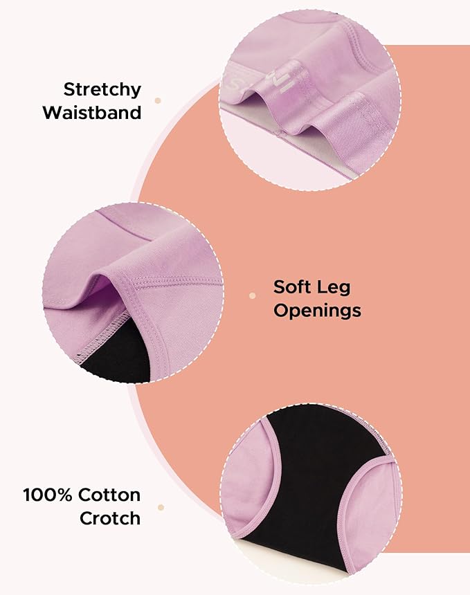 INNERSY Period Underwear for Teens Girls Cotton Leak-Proof Menstrual Panties 3-Pack