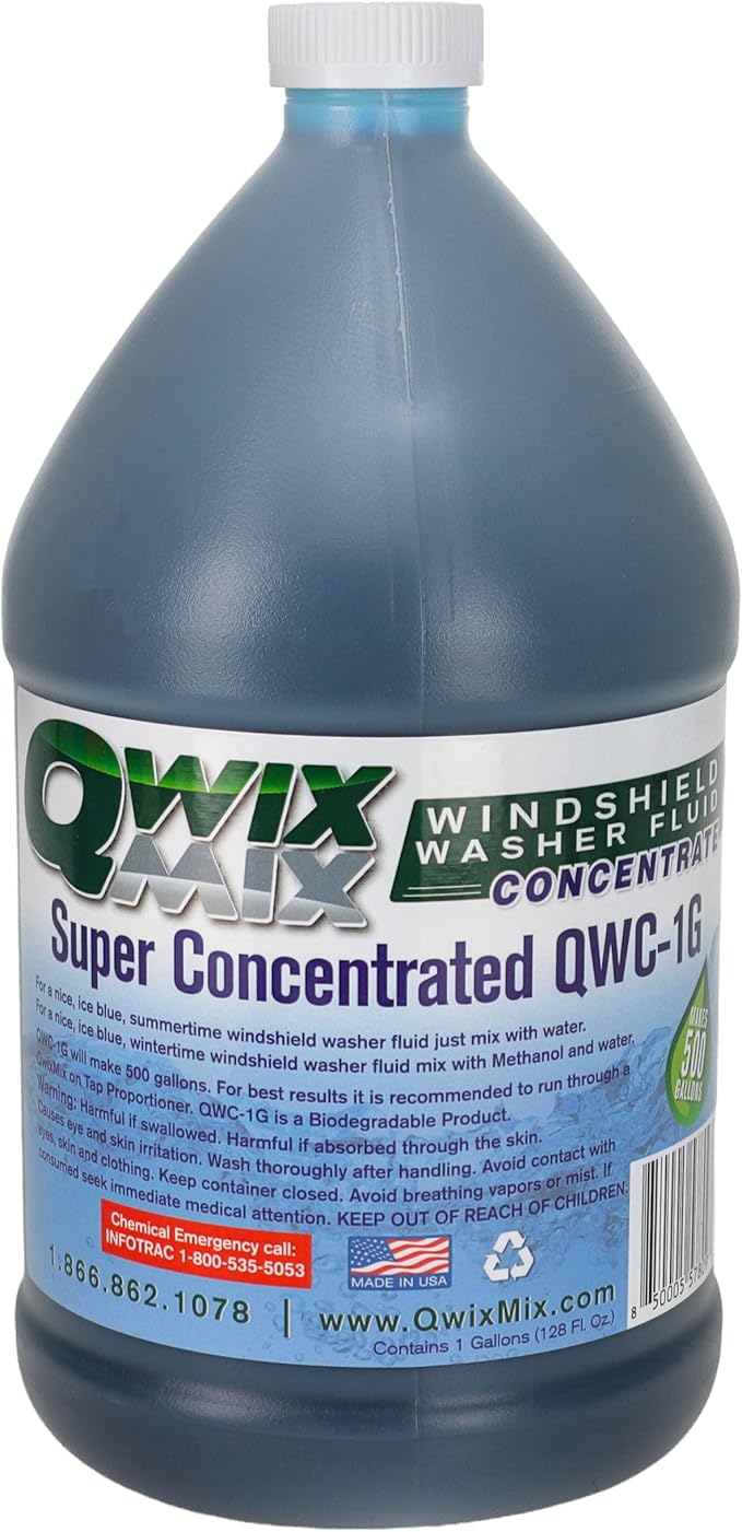 Windshield Washer Fluid Concentrate, 1 Gallon Makes 500 Gallons - 100% Biodegradable Grime & Dirt Remover, Superior Commercial Grade Glass Cleaner, Single…