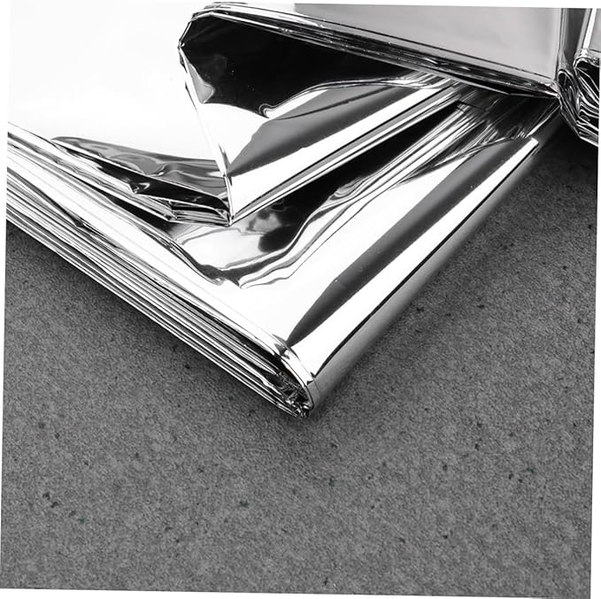 5pcs Emergency Survival Blanket Silver Reflective Insulated Rescue Blankets for Outdoor Camping Hiking First Aid Warmth Retention