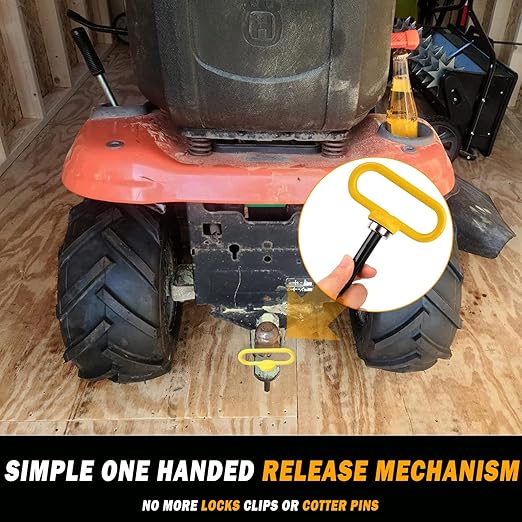 2 Packs Magnetic Hitch Pin, Lawn Mower Trailer Hitch Pins 1/2 Inch with Handle and Clip, Trailer Gate Pin for Mowers, Tractor Truck, Towing Cargo, ATV - Simple One Handed Hook On & Off（Yellow