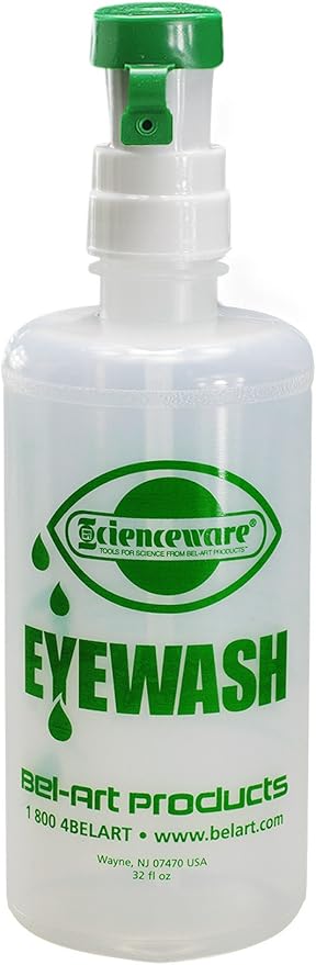 SP Bel-Art Emergency Eye Wash 32 fl oz- Essential Safety Solution for Emergency Kit, Workplace & Home Use, Quick Response Eye Wash Station for Personal & Occupational Safety Compliance
