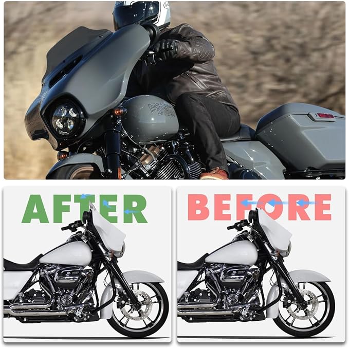 6" Windshield Windscreen for 2014-2024 Harley Davidson Touring Street Glide Electra Glide/Ultra Limited/Tri Glide FLHT FLHX FLHXS FLHTK, Smoke