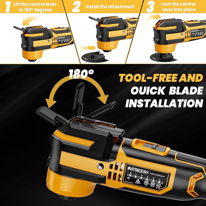 Upgraded Oscillating Multi-Tool Compatible with DeWalt 20V Battery, Cordless Oscillating Tool with Multi-Damp Suspension System, Brushless Motor, 21000 OPM & 4.5°Swing for Fast Smooth Cutting