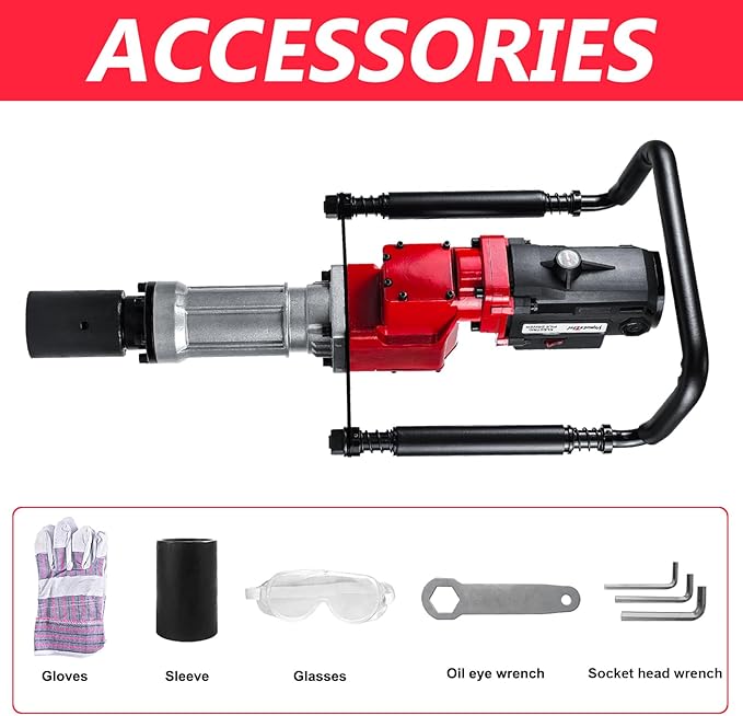 Electric Pile Driver Hammer 2200W Electric T Post Driver, 110V Handheld Pile Driver, 2100 BPM Sufficient Power, Ideal for Fence Post Construction Site, Farm Fences, Forestry Seedlings