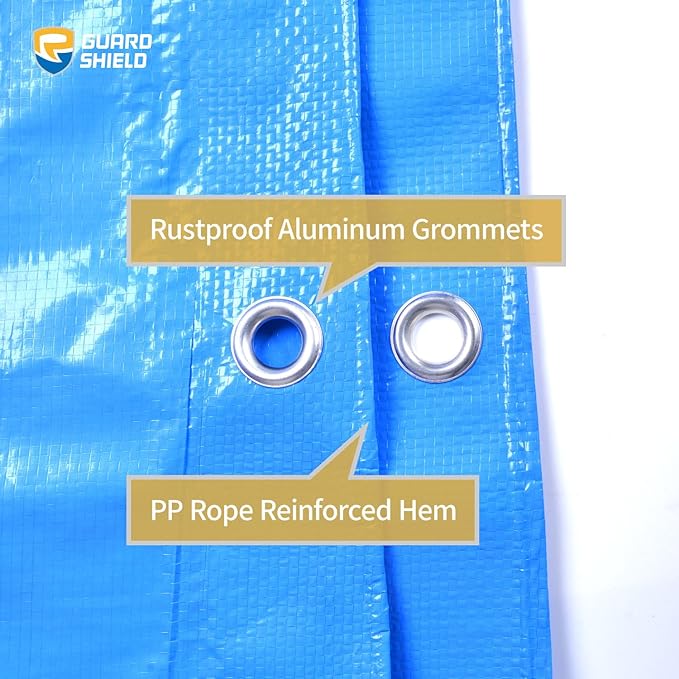 GUARD SHIELD Blue Tarp Waterproof 10x12 Feet Medium Duty All Purpose Poly Tarps Cover 7mil