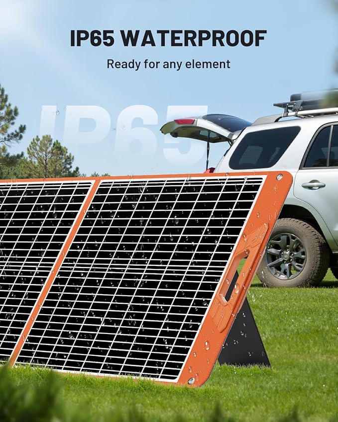 60W Portable Solar Panel, IP65 Waterproof Foldable Solar Panels for Power Station, 23% High Efficiency Solar Charger with QC3.0 USB-A & USB-C Outputs & 2 Kickstands for Outdoor Camping RV Trip