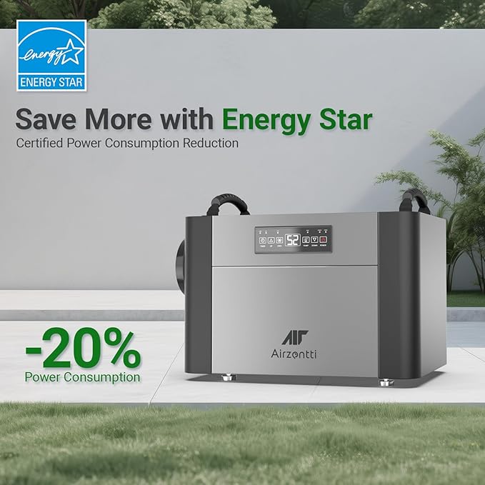 155 Pints Commercial Dehumidifier for Basement with Pump and Drain Hose, Large Space Dehumidifier for Crawl Space, Attic, Garage, Home, Industrial, Water Damage, Auto Defrost, Energy Star