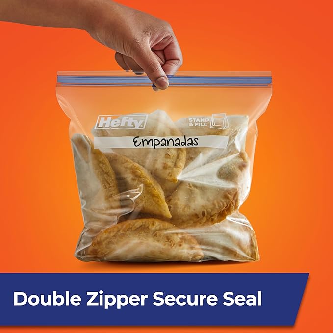 Hefty Press to Close Plastic Freezer Bags, Gallon Size, 20 Count