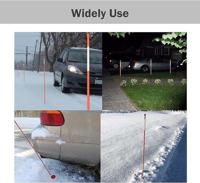 48Inch Orange Reflective Driveway Markers Snow Stakes Driveway Poles,Fiberglass Snow Stakes with 5/16Inch Diameter Reflective Tape for Easy Visibility at Night (50-Pack)