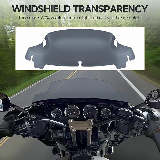 Windshield 7" Motorcycle Wave Windscreen 2014-2023 Fit For Harley Davidson Touring Street Glide Electra Glide Ultra Limited Tri Glide Flht Flhx Flhtk Flhtc Flhtcu, Smoke