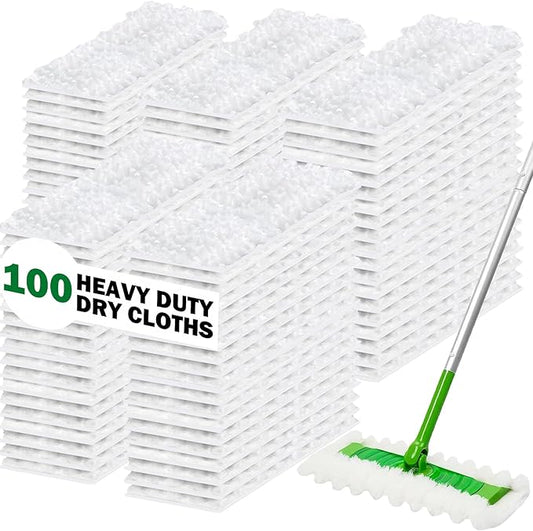Heavy Duty Dry Sweeping Cloth Refills for Swiffer Sweeper Mop, Sweeper Pet Dry Pad Refills to Clean Dust, Pet Hair, Dirt, Floor Duster Refills, 100 Count