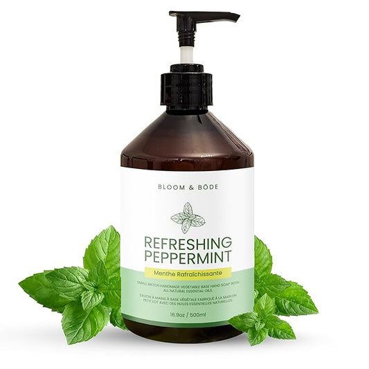Luxury Liquid Hand Soap - Natural Scented Hand Wash - Gentle Hand Soap with Essential Oils & Aloe Vera - Moisturizing Handwash for bathroom and Kitchen - Refreshing Peppermint Scent, 16.9oz