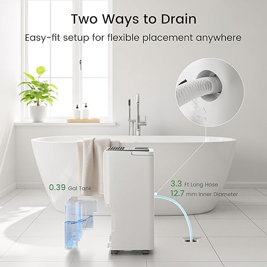 Waykar 2000 Sq. Ft. Energy Star 2025 Dehumidifier for Basement & Home, Adjusts from 15% RH With Drain Hose, Ultra Quiet 35 dB for Bedroom & Bathroom