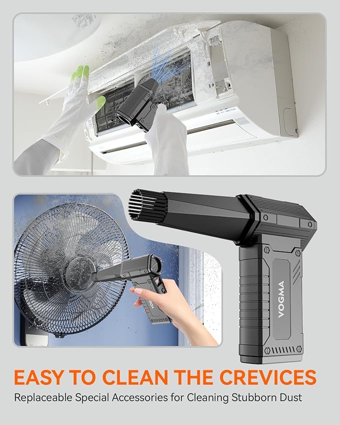 Compressed Air Duster,8 Gear Adjustable 200000RPM Electric Air Duster with HD Display,Rechargable Air Blower with Brusheless Motor,Jet Dry Blower Replace Air Can for PC, Keyboard Cleaning