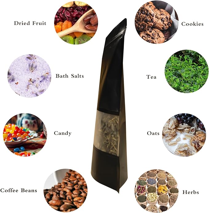 100 PCS Resealable Stand Up Kraft Paper Bags With Matte Window, Zipper Lock Food Storage for Small Business and Home, 5.91 * 9.05 Inches Reusable Sealable Packaging - Black