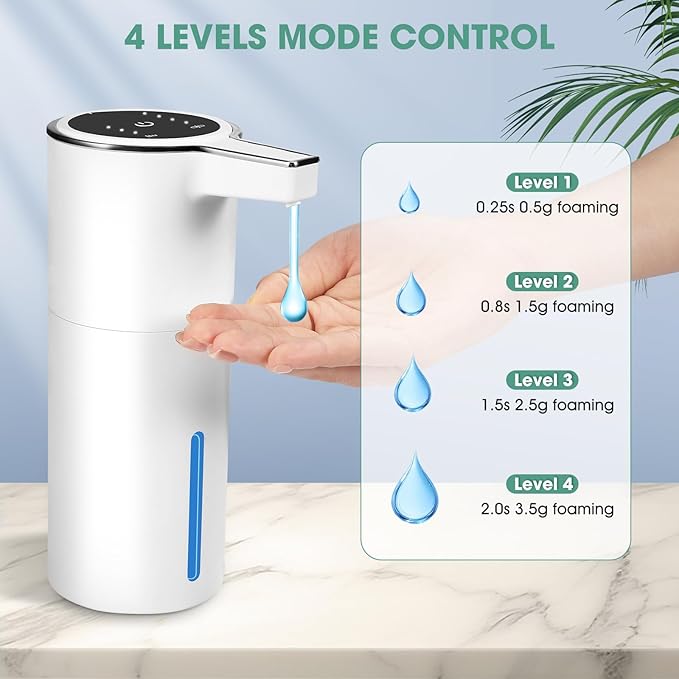 Touchless Automatic Liquid Soap Dispenser,2 Pack 13.5oz Smart Sensor Hand Wash Dispenser, USB Rechargeable & Adjustable for Bathroom Kitchen Sink, White