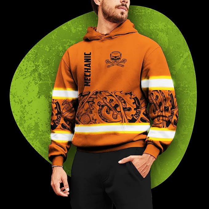 Matedecor High Visibility Hi Vis Hoodie for Men - Jobs Collection Custom Name Class 3 Reflective Safety Workwear