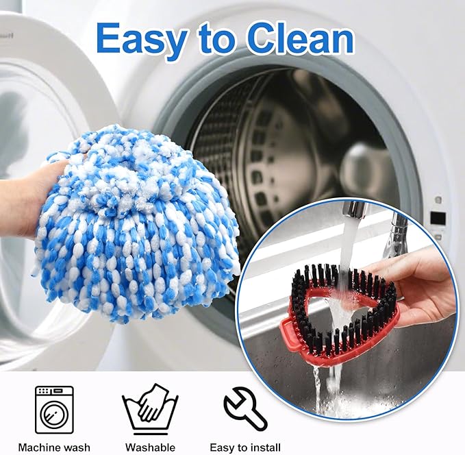 Mop Replacement Heads for O Cedar RinseClean 2 Tank System,2 Microfiber Mop Head Refills,1 Scrubber Mop Head and 1 Mops Base Combo Set for O-Cedar 2 Tank,MOp Replace Heads for Wet/Dry Floor Cleaning