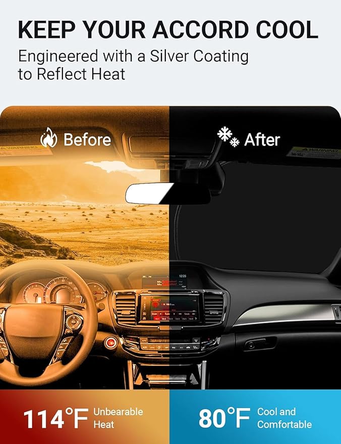 Proadsy Windshield Sun Shade for Honda Accord 2014-2017 4-Layer Foldable Front Sunshade Protector Sun Visor Blocks UV Rays Keep Car Cooler