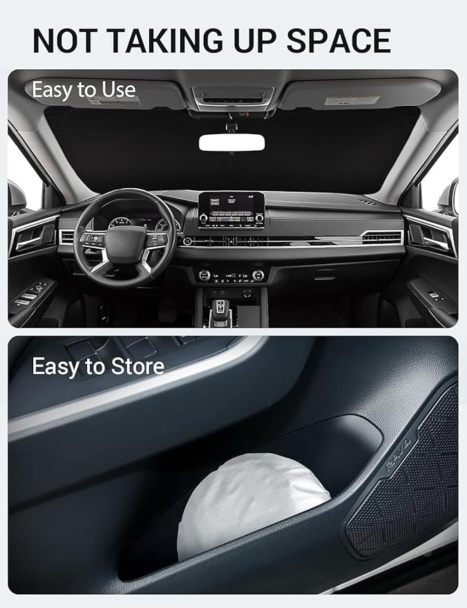 Proadsy 2025 Upgrade Windshield Sun Shade Custom Fit 2025 2024 2023 2022 Mitsubishi Outlander Foldable Front Sunshade Protector Sun Visor Blocks UV Rays Keep Car Cooler