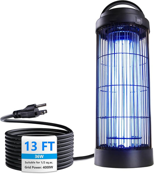 Large Size Bug Zapper Outdoor for 1/2 Acres with 13FT Power Cord, 4000V Instant Killing Grid Removable Hanging High Power Outdoor Mosquito Killer, Fly Trap Lamps for Camping Patio Home