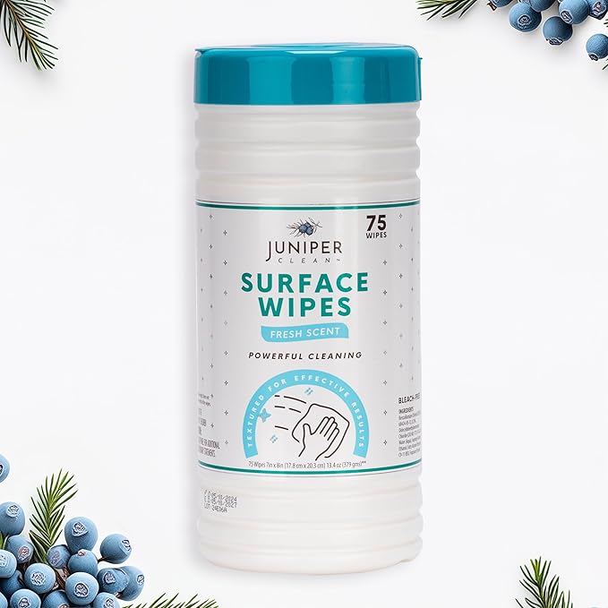 1 Pack Surface Cleaning Wipes Bleach Free, All-Purpose Cleaner for Bathroom, Kitchen, Office, 75 Count Canister, 7.5" x 7" Sheet, Fresh Scent, Lint Free & Durable