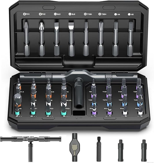 42 in 1 Magnetic Screwdriver Set, 2025 New Ratchet Precision Screwdriver Set, Multi Bit Magnetic Drive Set with Detachable Ratchet Handle, Portable Repair Tool Kit for Repair and Installation