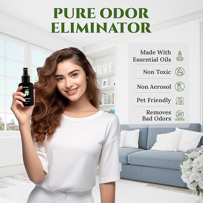 605Products Room & Air Freshener Spray - Long Lasting Odor Eliminator with Essential Oils, Home Fragrance Supplies - Jasmine (3-Pack)