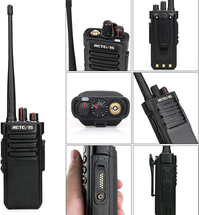 Retevis RT29 Long Range 2 Way Radio with Mic, 15in Antenna,Heavy Duty Professional Walkie Talkies,IP67 Waterproof Two Way Radio,700,000 sq. ft/50 Floor Range,3200mAh,for Construction Logistics(4Pack)