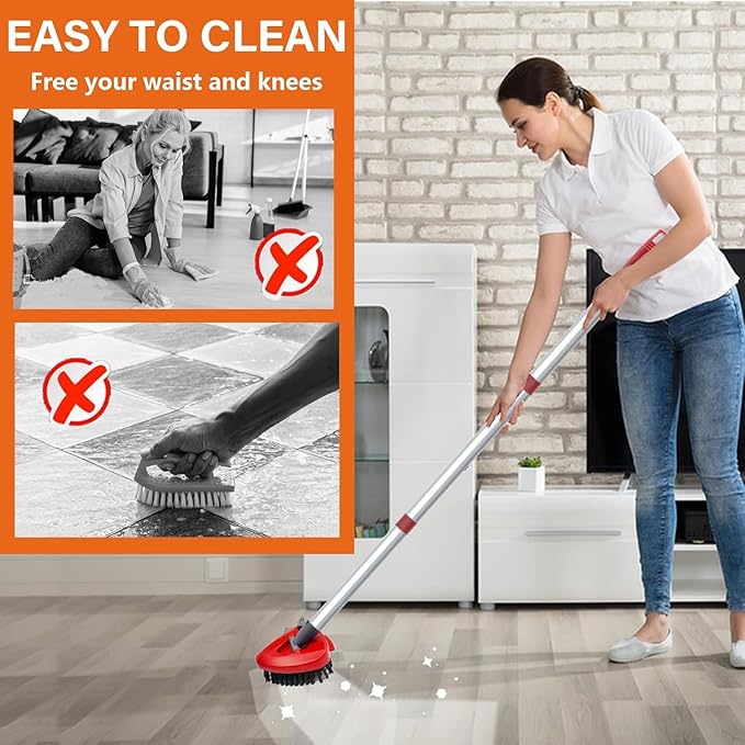 Small Spin Mop Replace Head Base + Scrub Brush for O Cedar 2-Tank RinseClean,1 Mop Scrubber Brush and Mop Base Combo Set,Great for Kitchen, Deck, Bathroom and Shower Floor Scrubber
