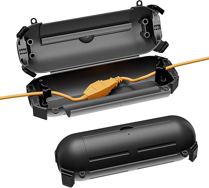 iwillink 2 Pack Outdoor Extension Cord Cover Waterproof - Weatherproof Electrical Connection Box for Outdoor Outlet, Plug, Socket, Christmas Holiday Decoration, Power Tool, Black