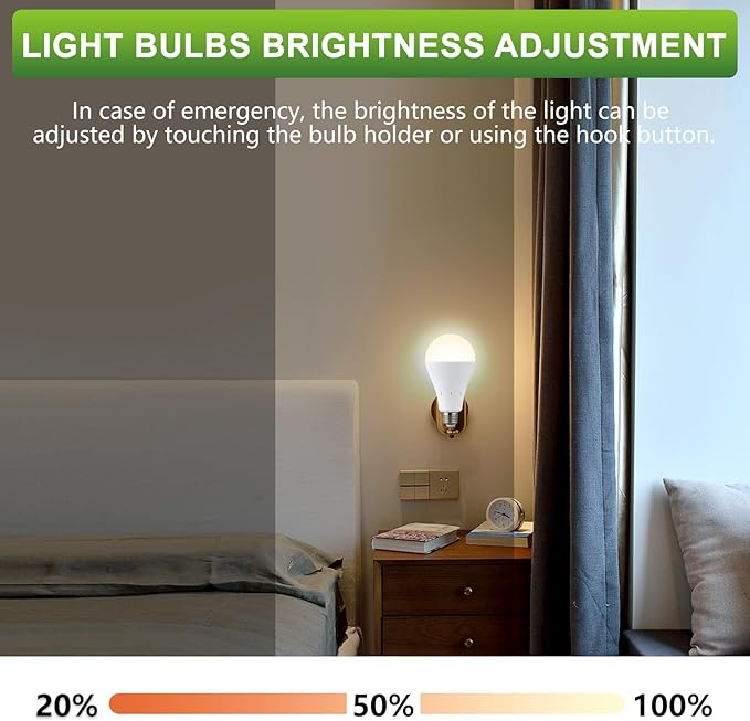 10 Pack Rechargeable Emergency Light Bulbs, Battery Powered Energy Efficient LED Light Bulb 3000K Warm E26 120 Volt 9W 60W Equivalent with 1200mAh for Home Power Outage Camping Hurricane