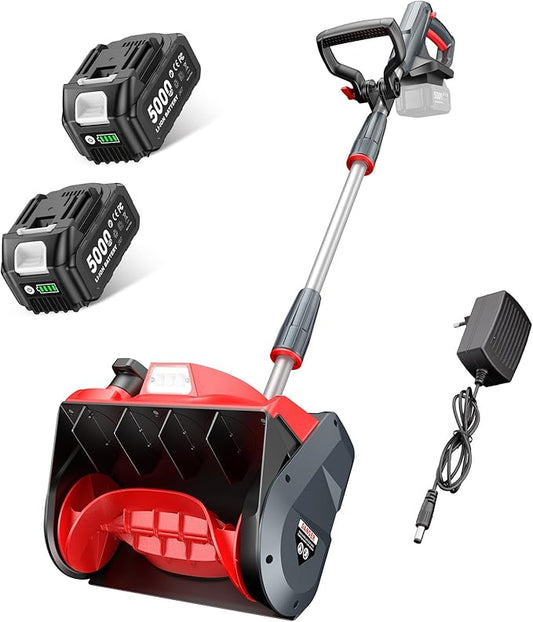 Cordless Snow Blower, Electric Snow Shovel with Total 2 x 5.0 Ah Batteries and Charger, Battery Powered Snow Thrower with LED, 23 Ft Distance with Directional Plate for Driveway, Step, Patio, Sidewalk
