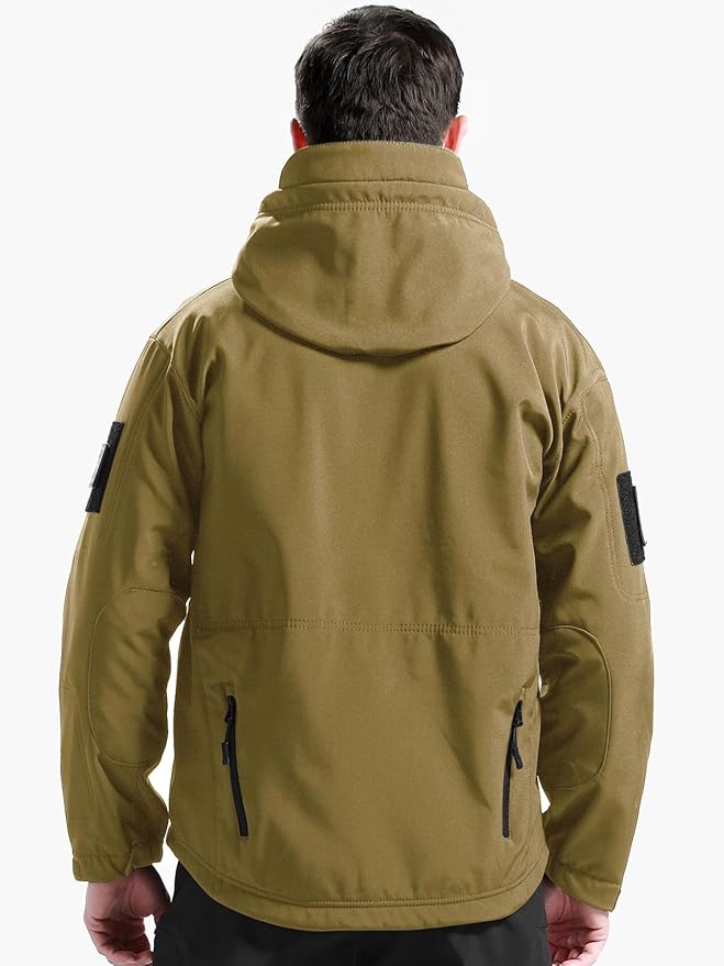 FREE SOLDIER Men's Outdoor Waterproof Soft Shell Hooded Military Tactical Jacket