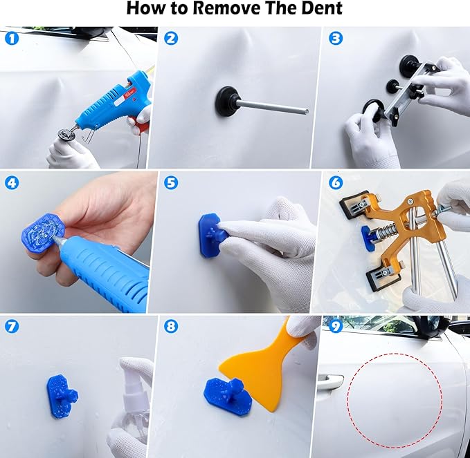 Car Dent Puller Kits,137pc Paintless Dent Removal Tools,Car Dent Repair Kit with Slide Hammer 2 in 1 T-Bar, Adjustable Dent Lifter,Bridge Puller for Auto Body SUV Dings Hail Damage DIY Remover