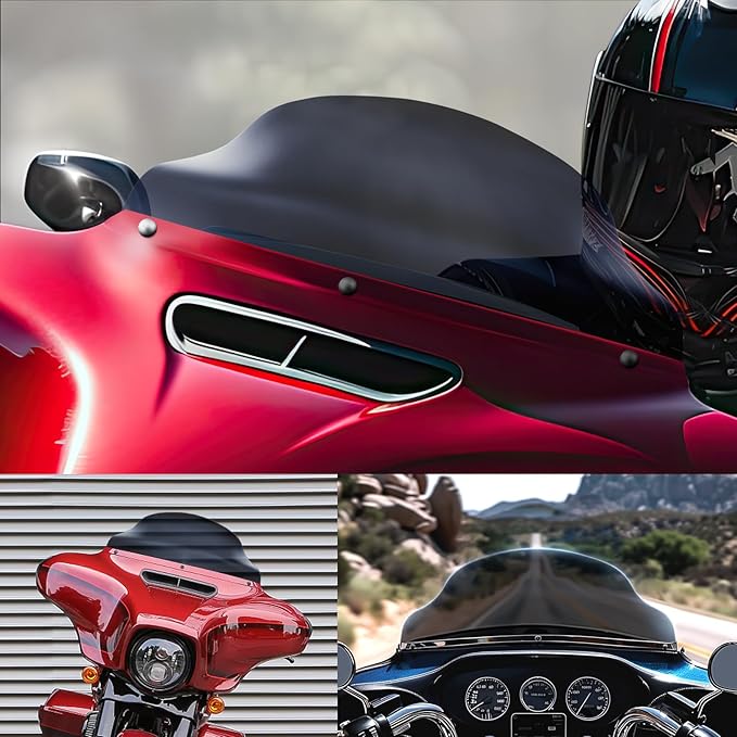 JMTBNO Smoke 9" Motorcycle Wave Windshield Windscreen Compatible with 2014-2023 Harley Davidson Touring Street Glide Electra Glide Ultra Limited Tri Glide FLHT FLHX FLHXS FLHTK