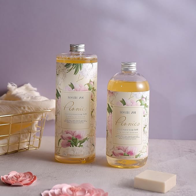 ROMIIE ZOI Liquid Hand Soap Refill, Peony, Gentle & Moisturizing Formula, 750 ML/ 26 FL OZ