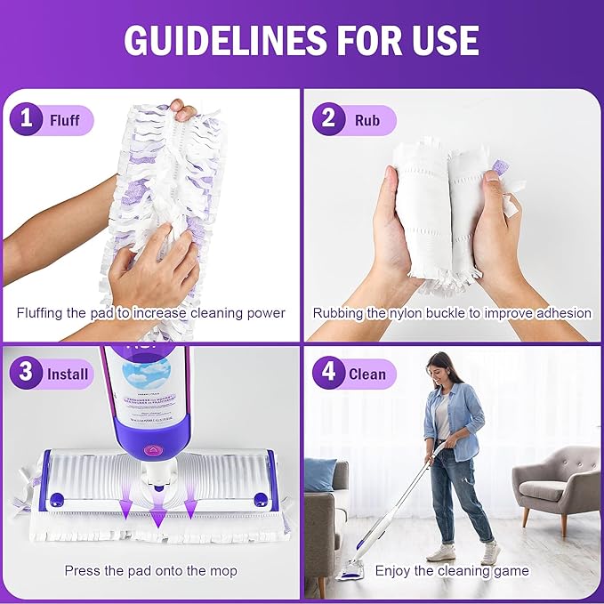 15 Count Disposable Power Mop Refills for PowerMop Multi-Surface Mop, Spray Cleaning Repalcement Pads