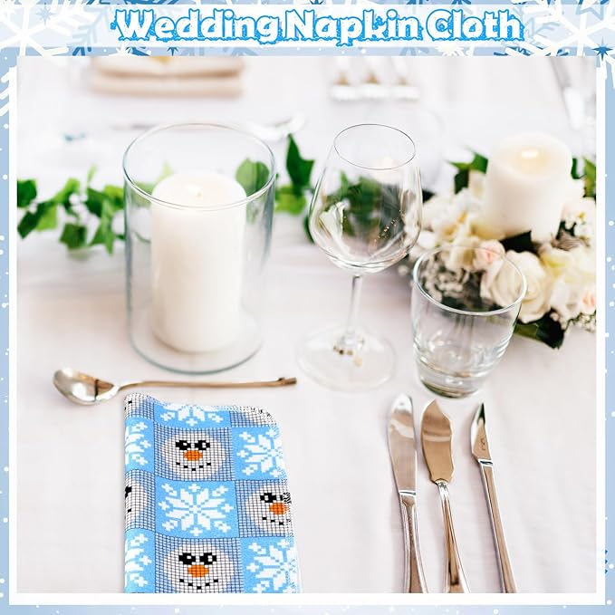 Redbaker 50 Pcs Reusable Paper Towels Paperless Reusable Cotton Cloths Toilet Absorbent Washable Paper Towels with Roll Kitchen Dishcloth for Kitchen Paperless Dishcloths(Snowman)