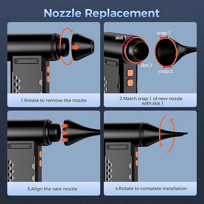 Compressed Air Duster, 150000RPM Electric Air Duster with LED Display & Light, 4 Gear Adjustable Cordless Air Blower, Rechargeable Brushless Motor Turbo Fan for Keyboard, Electronic Devices, Home, Car