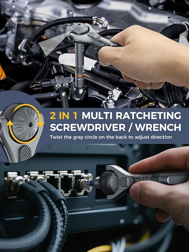 ATuMan RS2 40 In 1 Screwdriver Set, Multi Ratchet Screwdriver Set Magnetic Quick-Release S2 Steel Bit with Case 45-Tooth 1/4 Small Ratchet Kit for Diy/Auto/Home/Repair
