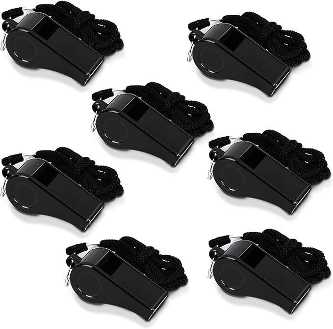 SANNIX 7 Pack Whistles, Coaches Whistles with Lanyard Sports Whistle Loud Crisp Sound Whistles for Referees Training Gyms Emergency
