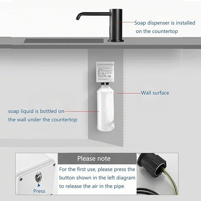 Automatic Soap Dispenser Touchless for Kitchen and Bathroom, Sink Built in Commercial Electric Soap Dispenser,Upgraded Infrared Sensors Brass Material, with Bottle and Pump 33.81oz/1000ml(Black)