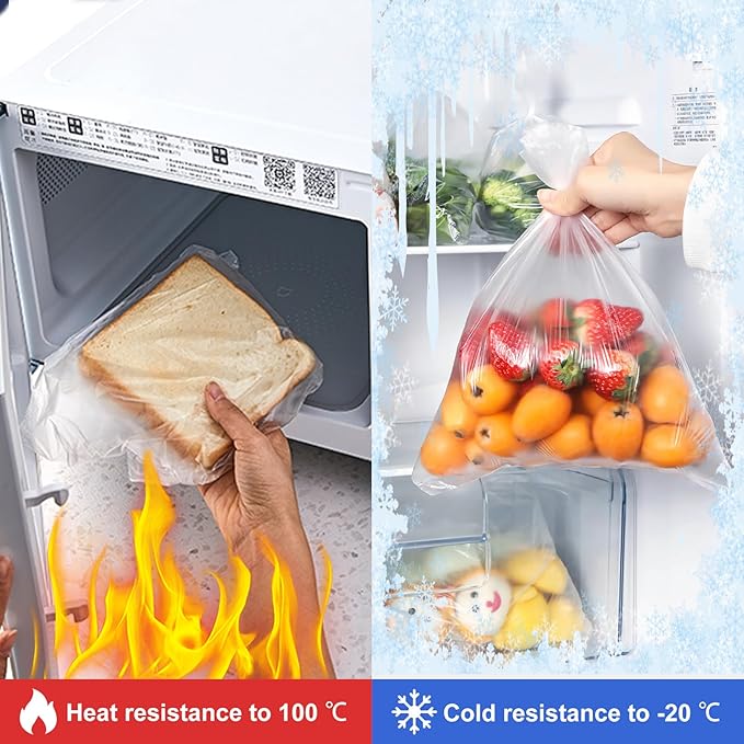 10" X 14" Plastic Produce Bag on a Roll, Food Storage Bags, Ideal for Bread, Fruits, Vegetables, Clear Plastic Bags for Refrigerator Storage, Kitchen and Grocery(2 Roll/800 Bags)