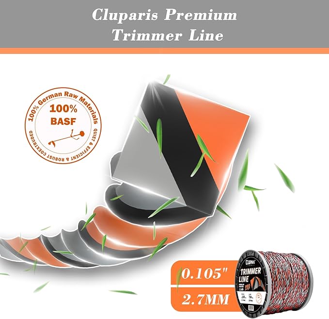 Cluparis 3-Pound Super Heavy Duty Trimmer Line .105-Inch-by-794-ft Twist Pro Trimmer Line Spool 3-Component Tri-Extrusion Weed Eater String with Super Line Cutter