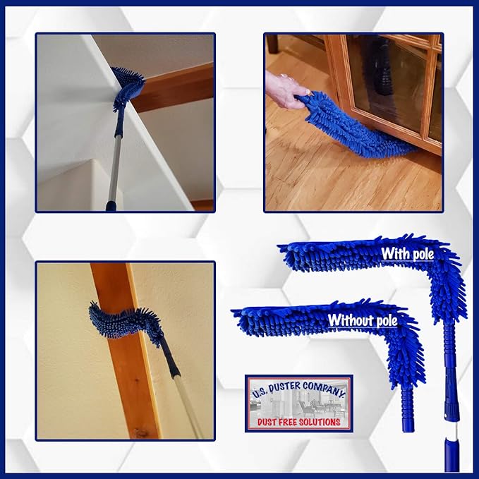 Webster Cobweb Duster and Spider Web Kit, Reach High Ceilings 18 To 20 Foot With Extension Pole and 3 Multi Use Heads