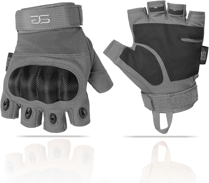 Glove Station- Fingerless Knuckle Tactical Gloves for Men - Motorcycle Gloves for Tactical Shooting, Airsoft, Hunting, Police Work and Hiking