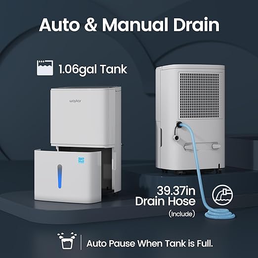 Waykar 120 Pints 2025 Energy Star Home Dehumidifier for Spaces up to 6,000 Sq. Ft at Home, in Basements and Large Rooms with Drain Hose, Handle, Auto Defrost and Self-Drying.