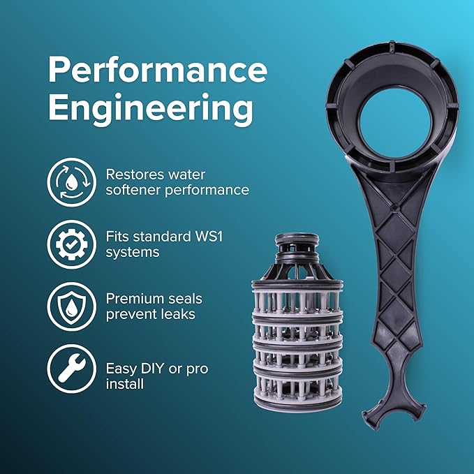 Clack WS1 Water Softener Maintenance and repair Kit - Genuine OEM V3193 Service Wrench & V3005-02 Seal Stack Spacer Assembly Bundle