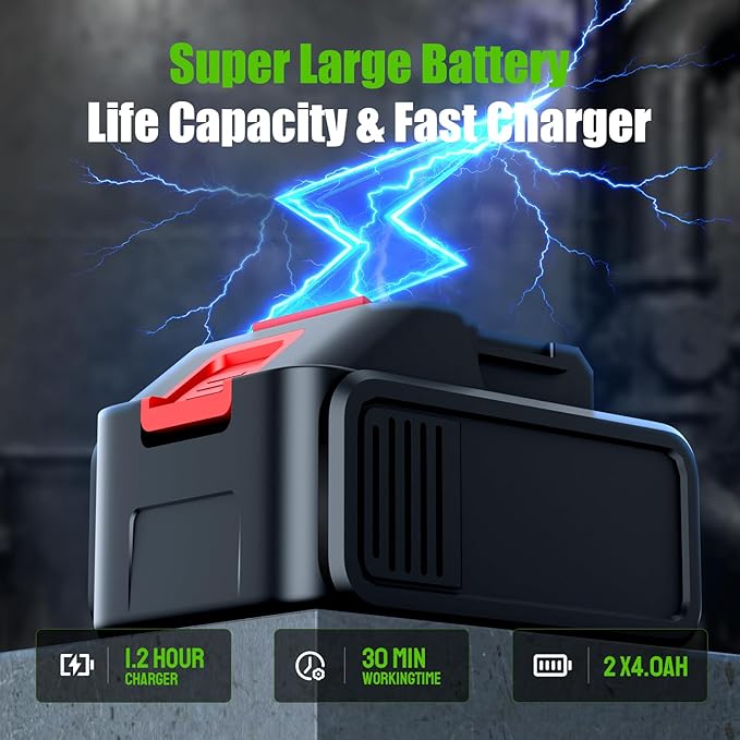 Cordless Leaf Blower, Electric Cordless Leaf Blower with 2 Batteries and Charger, 2 Speed Mode, Lightweight Blower for Blowing Leaves, Patio Cleaning, Blowers for Lawn Care and Dust